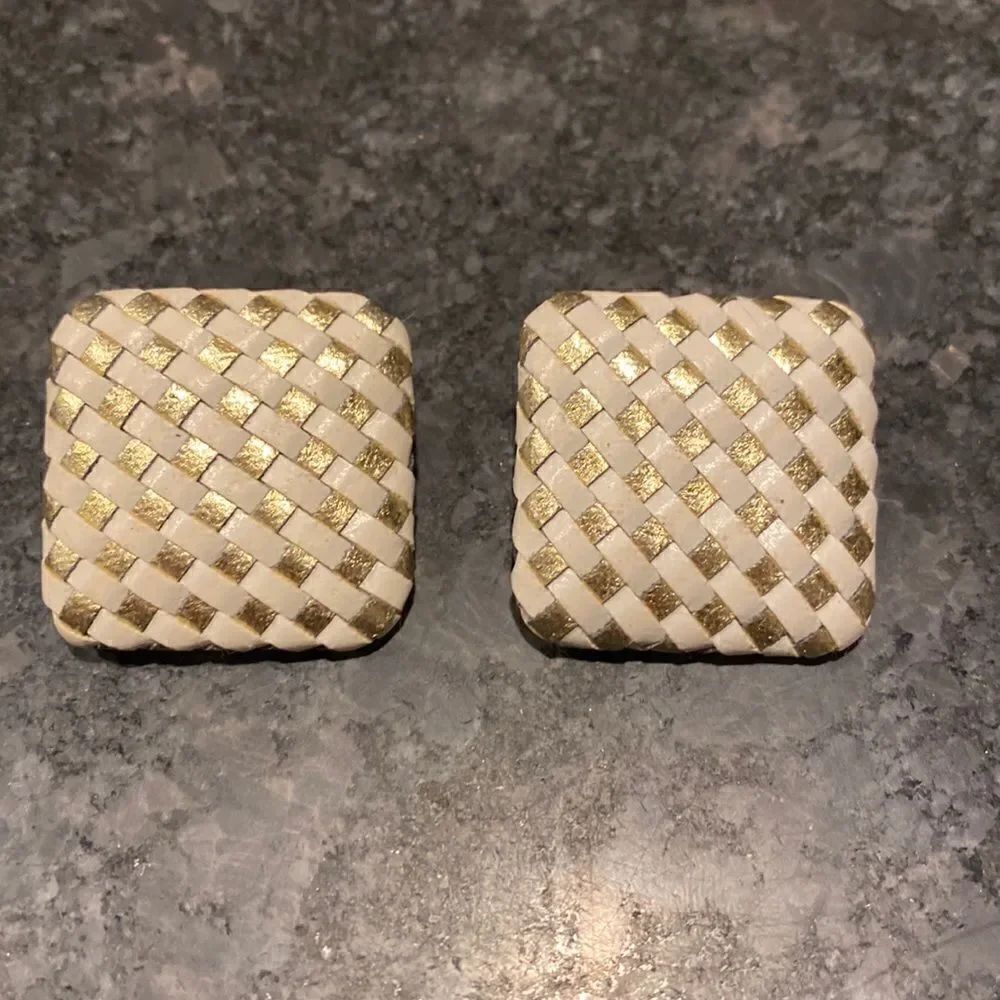 Vintage Woven Leather Earrings